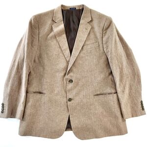 Stafford Men's Linen Blend Classic Signature Tan Blazer Sports Coat